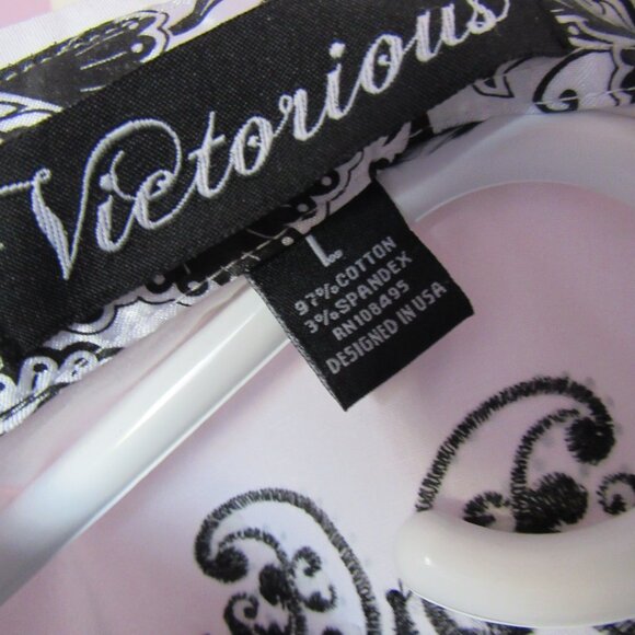 VICTORIOUS White/Black Long Sleeve Button Down Shirt , cotton, made in US - Picture 5 of 8